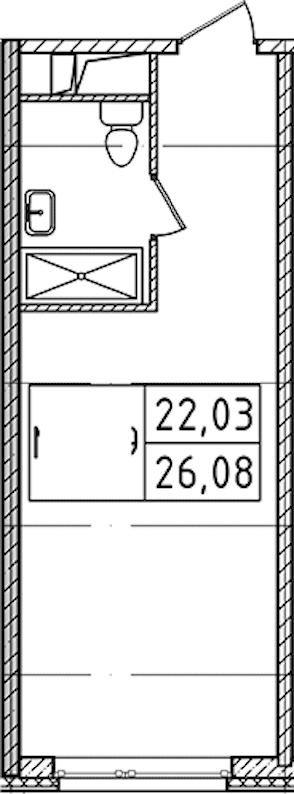 Квартира студия 26.08 м², 11/14 эт., Комплекс апартаментов «Ladozhsky Avenir»